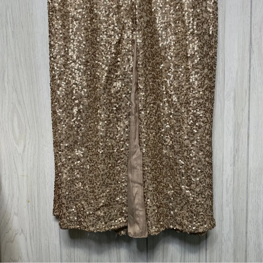NEW Amsale Samantha Spaghetti Strap V Neck Sequin Gown BHLDN size 6 NWT - Picture 6 of 13